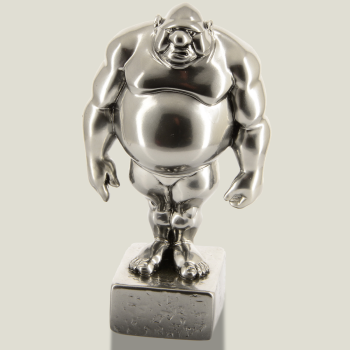 Mario sur piédestal (carré) argent, 19 cm