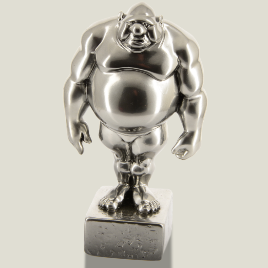 Mario sur piédestal (carré) argent, 19 cm