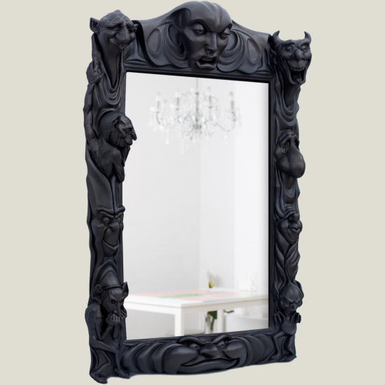 Miroir sans yeux en verre noir, 84х58 cm