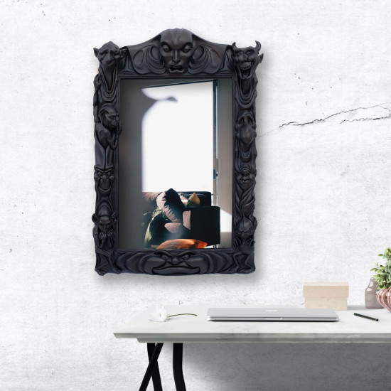 Miroir sans yeux en verre noir, 84х58 cm