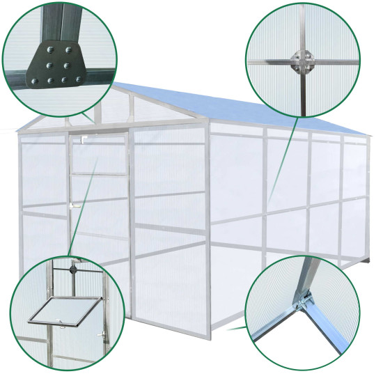 Serre grande 4 x 2,85m avec polycarbonate 4mm