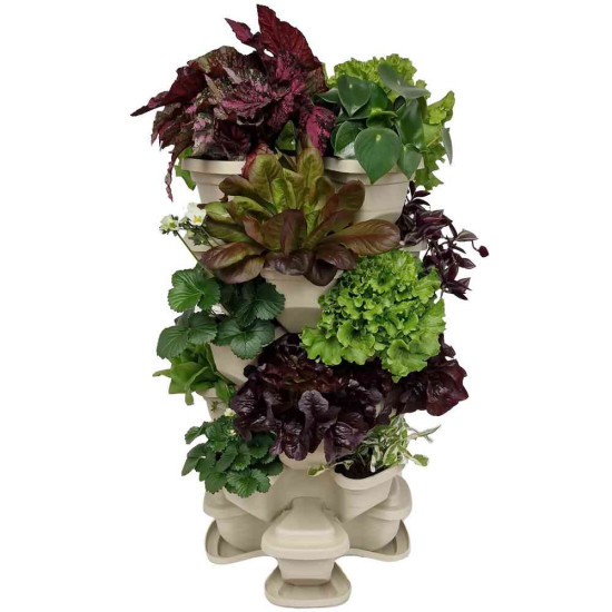 Pot de fleurs de jardin vertical 5+1 niveaux. Beige. Pot de fleurs de jardin vertical 5+1 niveaux. Beige.