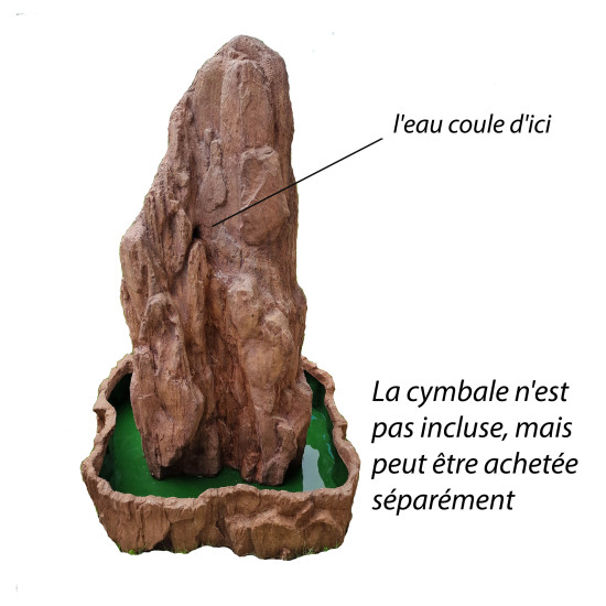 Pierre de jeu d'eau pour jardin - Accessoires de bassin de fontaine sur pied - Monolith Rouge - M