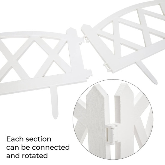 Clôture de jardin – Bordure de clôture de jardin décorative, lot de 5 (longueur totale 3 mètres, blanc) Clôture de jardin – Bordure de clôture de jardin décorative, lot de 5 (longueur totale 3 mètres, blanc)